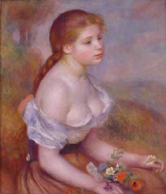 Pierre Renoir Young Girl With Daisies France oil painting art